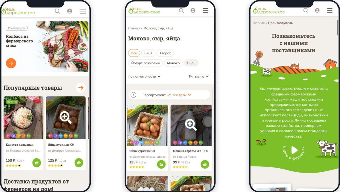 Мобильное приложение для сервиса доставки продуктов Ешь деревенское
